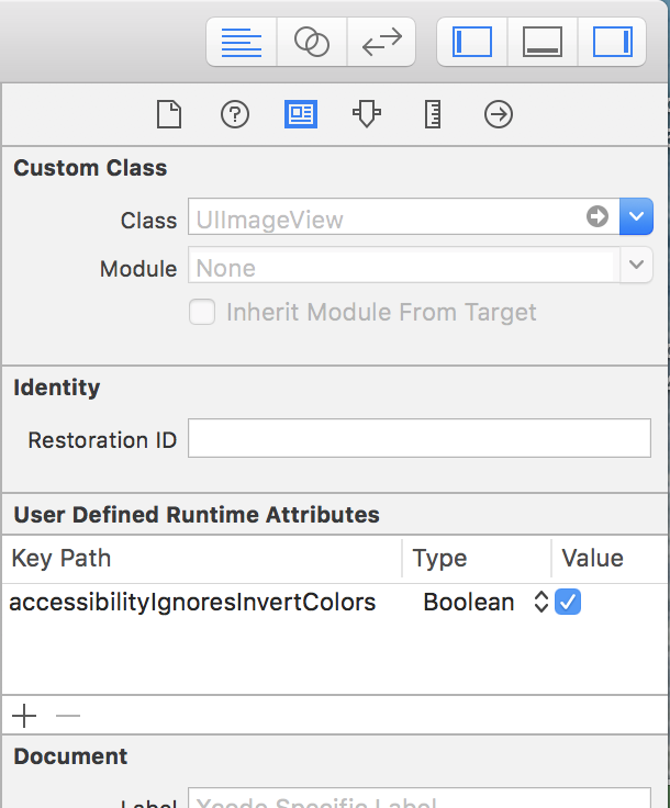 setting accessibilityIgnoresInvertColors to true in Interface Builder