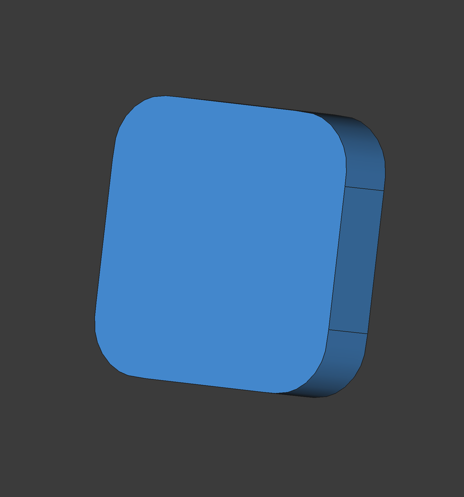 Finished 3D shape with a squircle front profile